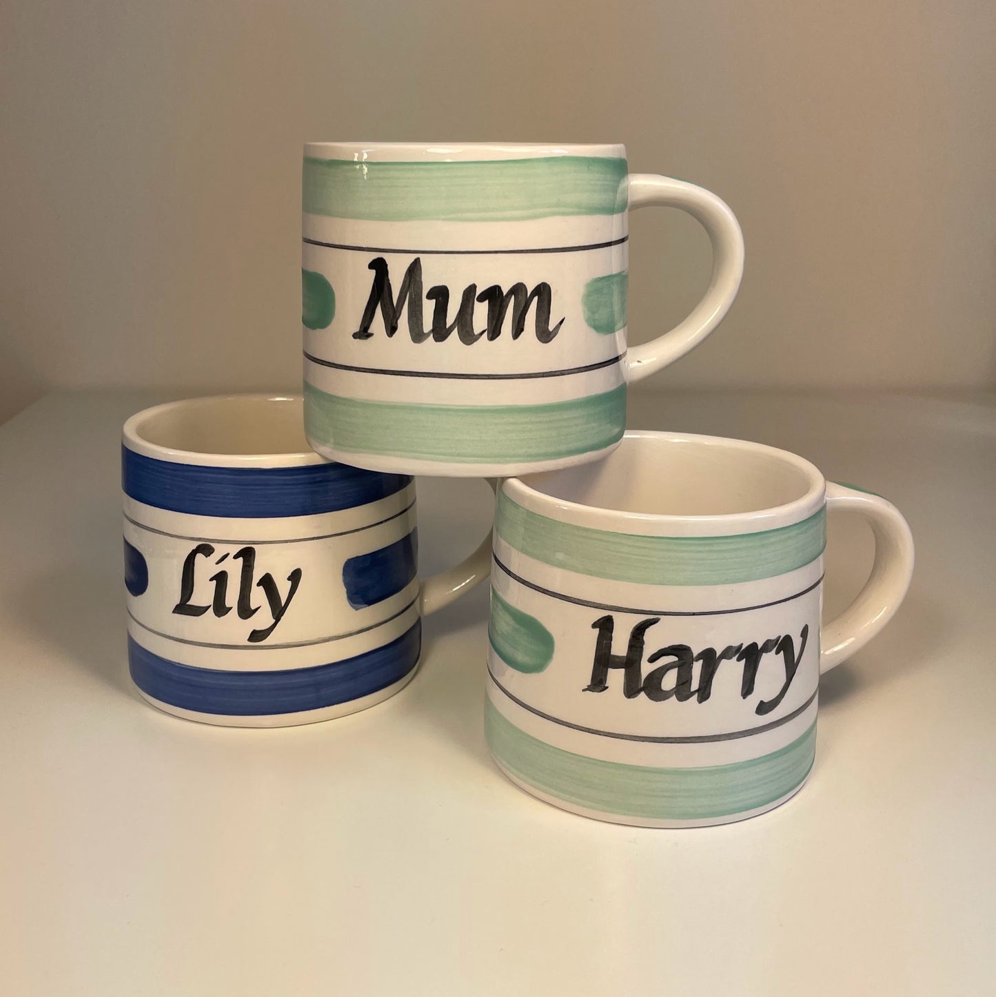 Mint Green hand painted personalised mugs