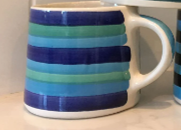 Hand painted striped mugs blue and white