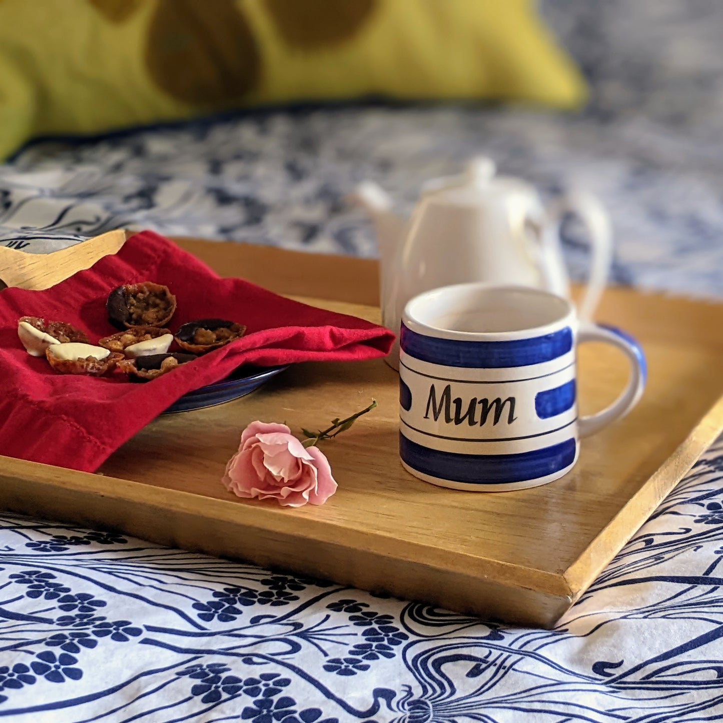 Blue hand painted personalised mugs